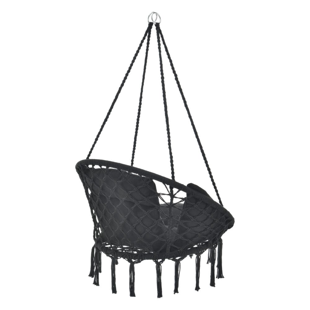 Hängesessel Kailua Max. 150 kg Indoor Outdoor mit Kissen Schwarz