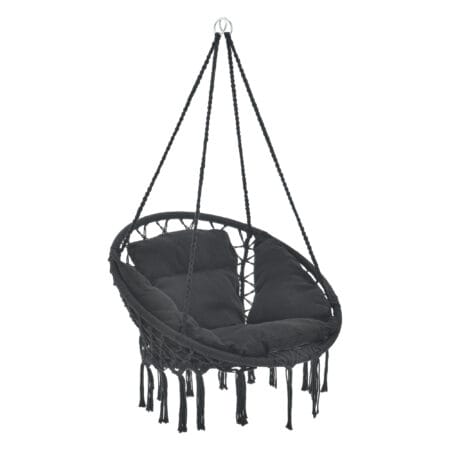 Hängesessel Kailua Max. 150 kg Indoor Outdoor mit Kissen Schwarz