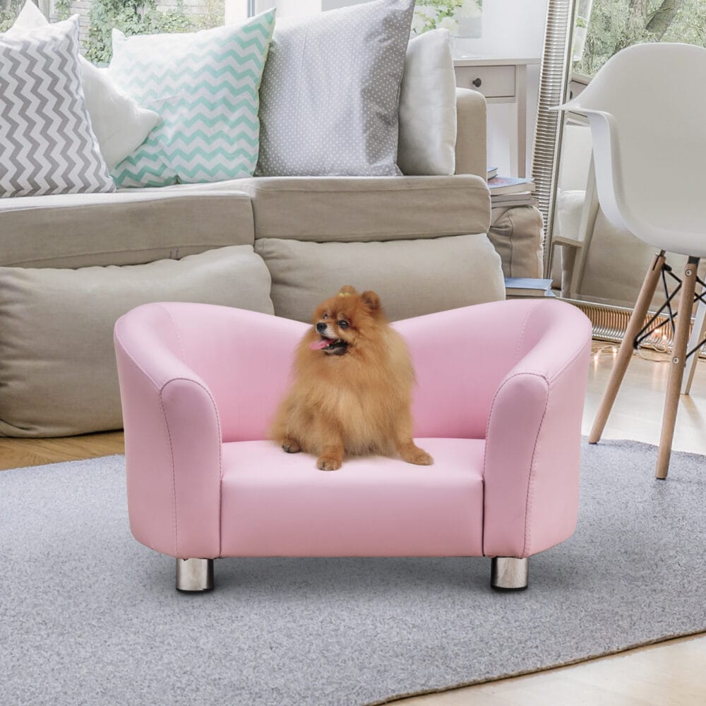 Haustiersofa Hundesofa Hundebett Katzensofa Rosa Kunstleder