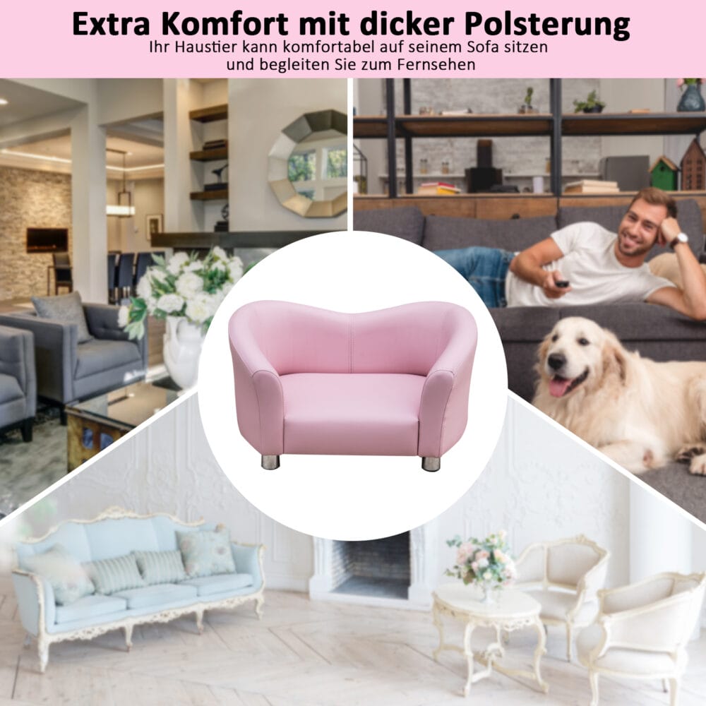 Haustiersofa Hundesofa Hundebett Katzensofa Rosa Kunstleder