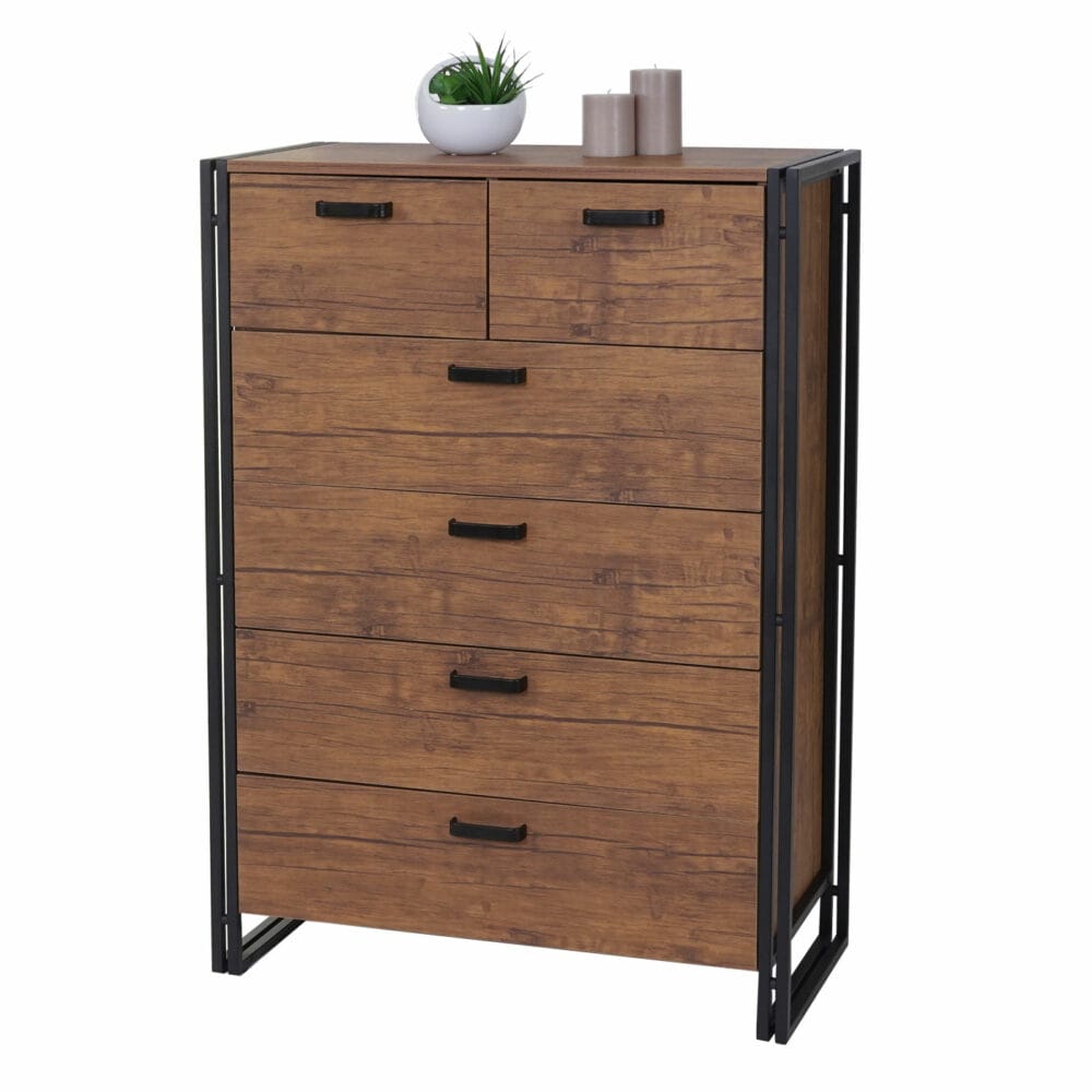 Highboard HWC Kommode Wildeiche-Optik 115x80x40cm