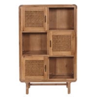 Highboard Kommode Rattan Akazie Massiv-Holz gebeizt 141x90x35cm