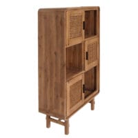 Highboard Kommode Rattan Akazie Massiv-Holz gebeizt 141x90x35cm