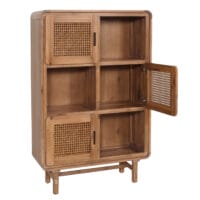 Highboard Kommode Rattan Akazie Massiv-Holz gebeizt 141x90x35cm