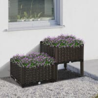 Hochbeet 2er Pflanzkasten Rattan-Optik 40x40x44cm