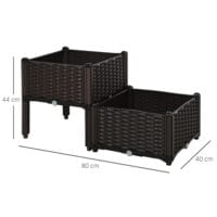 Hochbeet 2er Pflanzkasten Rattan-Optik 40x40x44cm