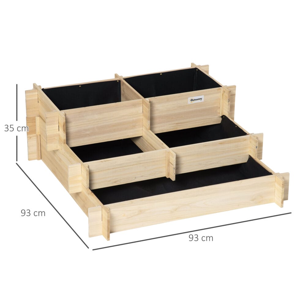 Hochbeet 3 Stufen Gartenbeet Pflanzenbeet Kräuterbeet 93x93x35cm