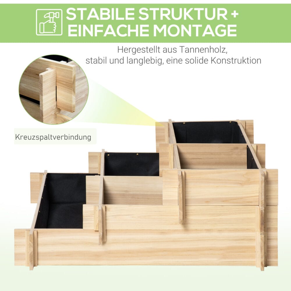 Hochbeet 3 Stufen Gartenbeet Pflanzenbeet Kräuterbeet 93x93x35cm