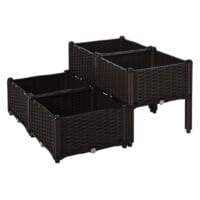 Hochbeet 4er Pflanzkasten Rattan-Optik 40x40x44cm