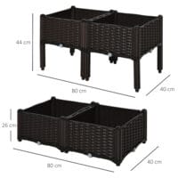 Hochbeet 4er Pflanzkasten Rattan-Optik 40x40x44cm