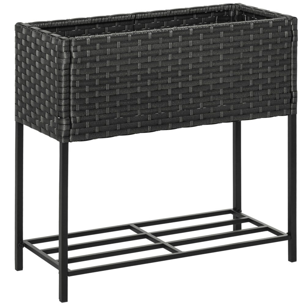 Hochbeet Blumenkasten Poly Rattan 70x30x72cm