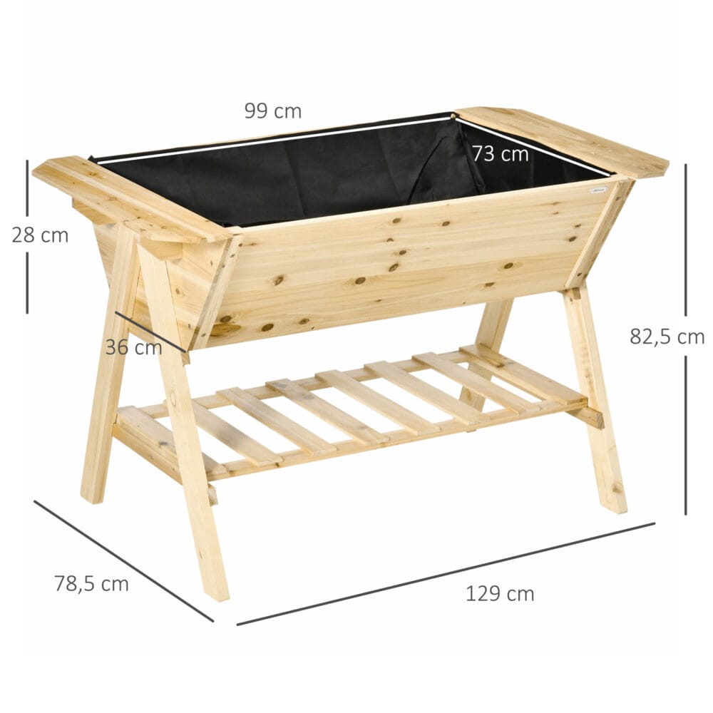 Hochbeet Holz mit Vlies 129x78.5x82.5cm
