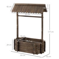 Hochbeet Holzbrunnen mit Dach 93x55x137cm