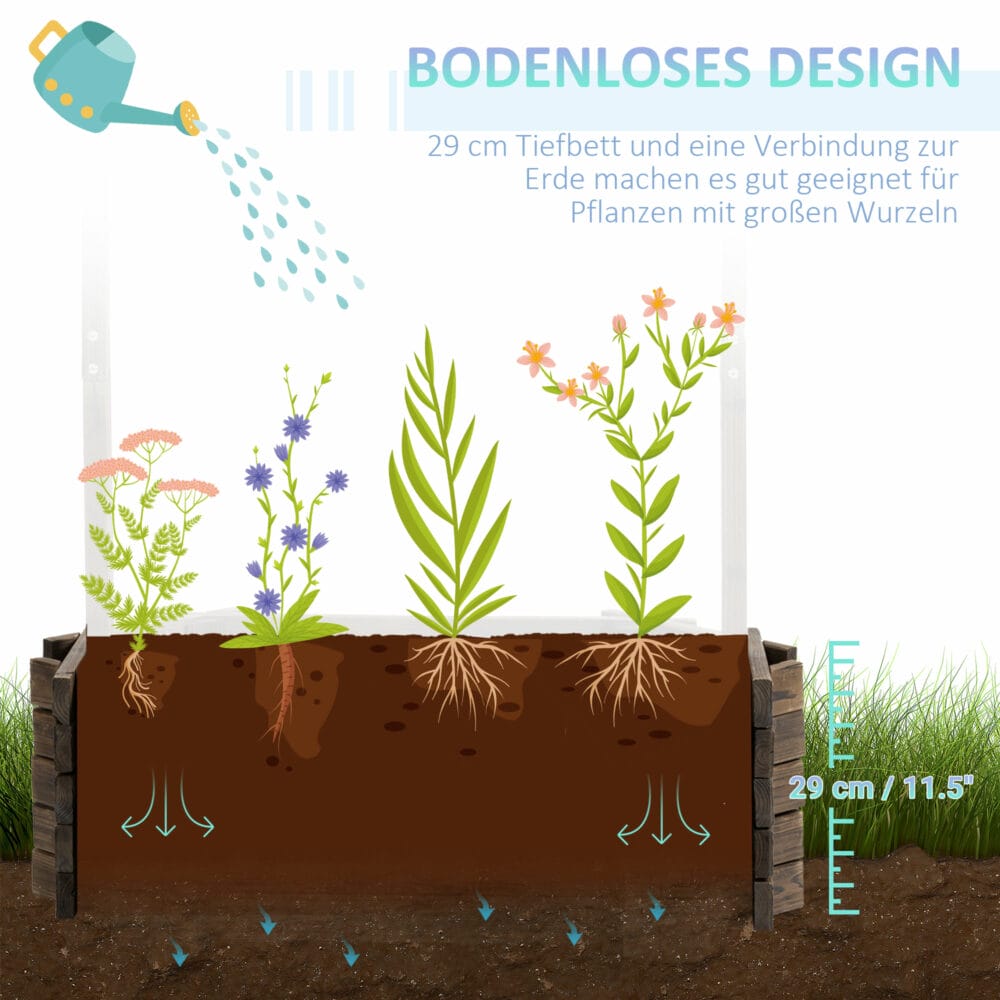 Hochbeet Holzbrunnen mit Dach 93x55x137cm