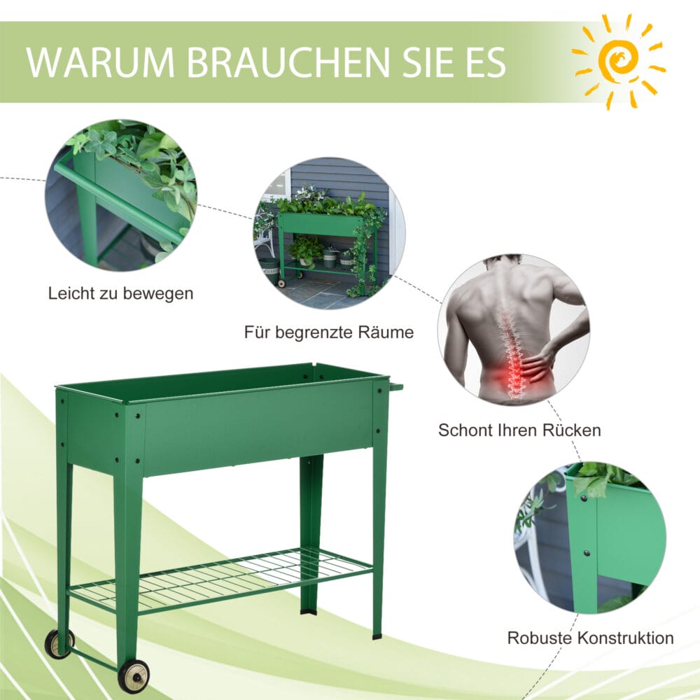Hochbeet Metall Mobil mit Räder Pflanzkasten