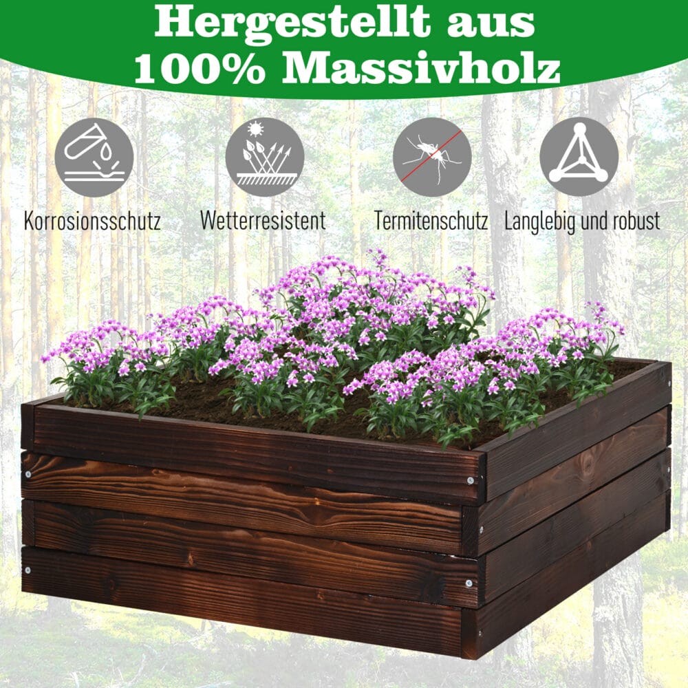 Hochbeet Pflanzkasten Kräuterbeet Massivholz 60x60x23cm