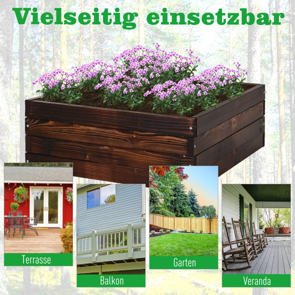 Hochbeet Pflanzkasten Kräuterbeet Massivholz 60x60x23cm