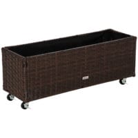 Hochbeet Pflanzkasten Poly Rattan mit Rollen 94.5x31x36cm