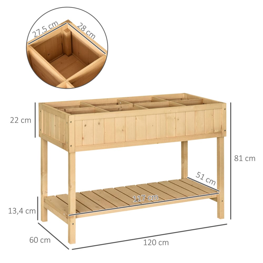Hochbeet Pflanztisch Blumenkasten Anzuchttisch 6 Fächer 120x60x81cm