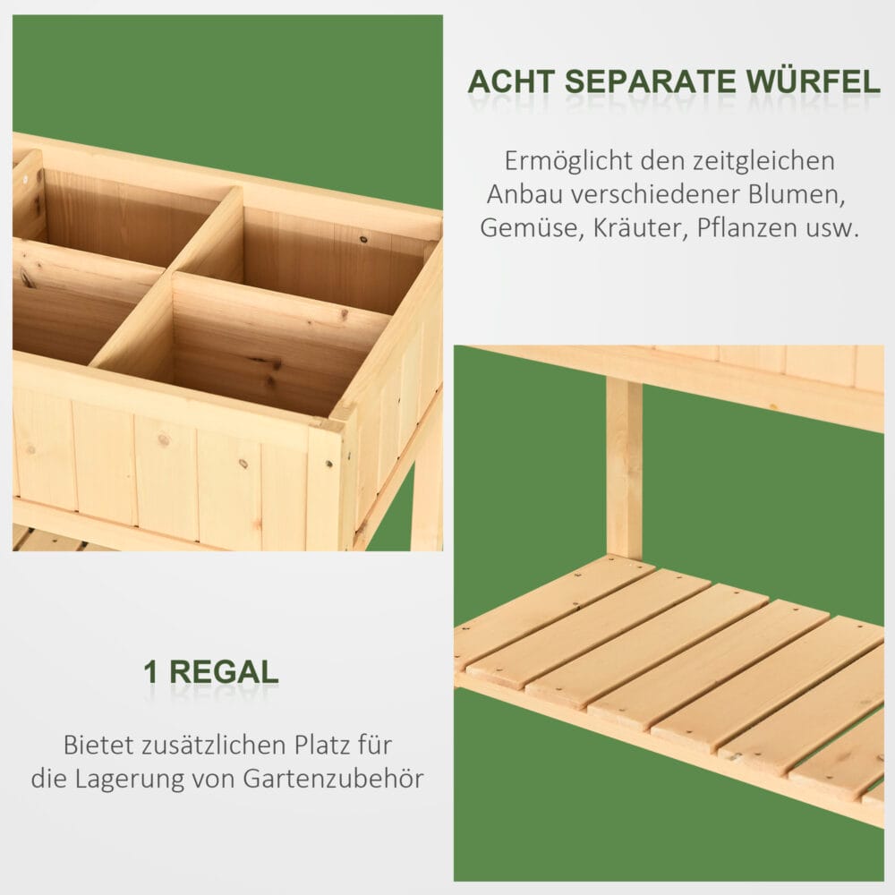 Hochbeet Pflanztisch Blumenkasten Anzuchttisch 6 Fächer 120x60x81cm