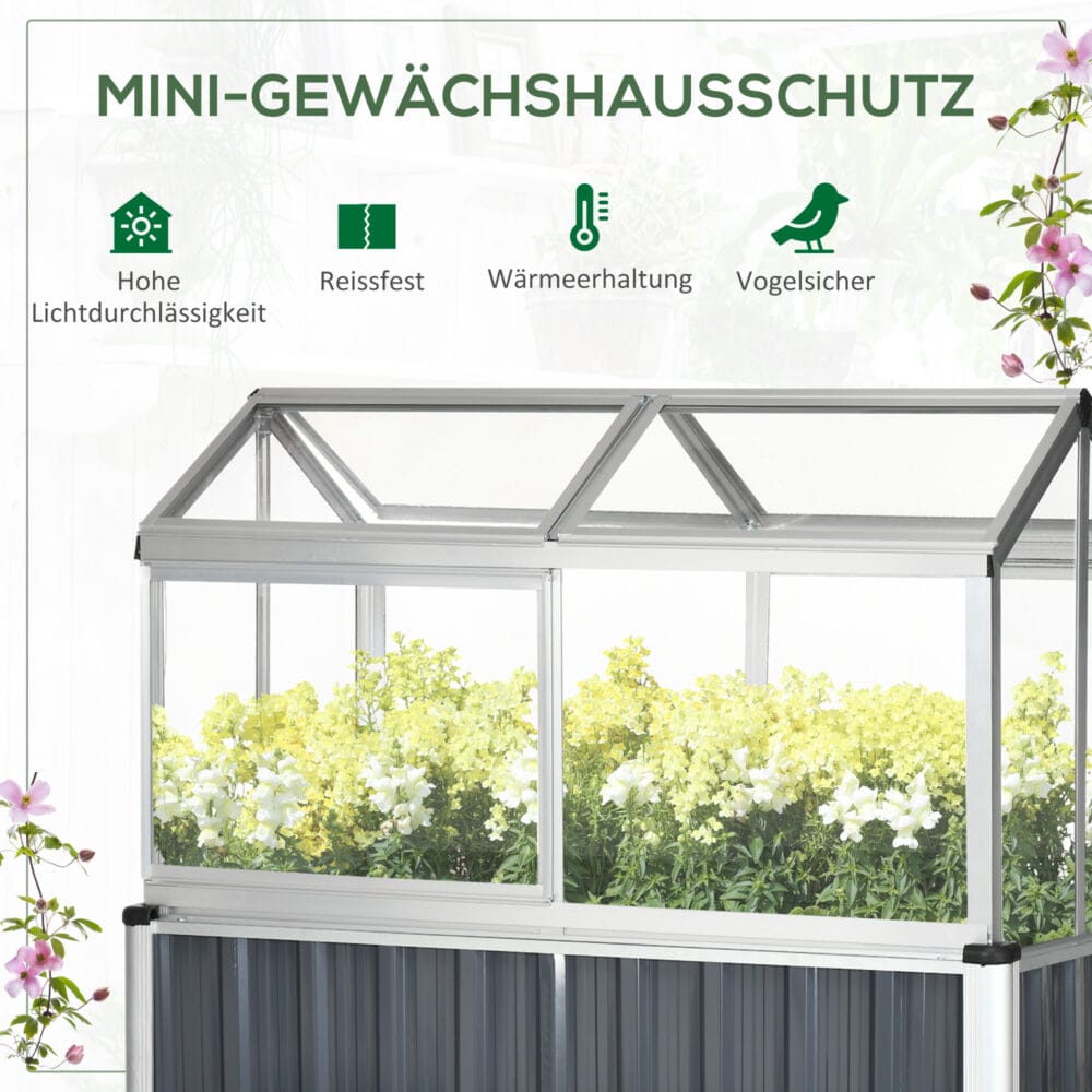 Hochbeet mit Frühbeet Aufsatz Mini-Gewächshaus 114x60x129cm