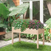 Hochbeet mit Vliesstofftuch Massivholz 122.5x56.5x76cm