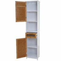 Hochschrank HWC-A85 Bambus180x40x31cm weiss