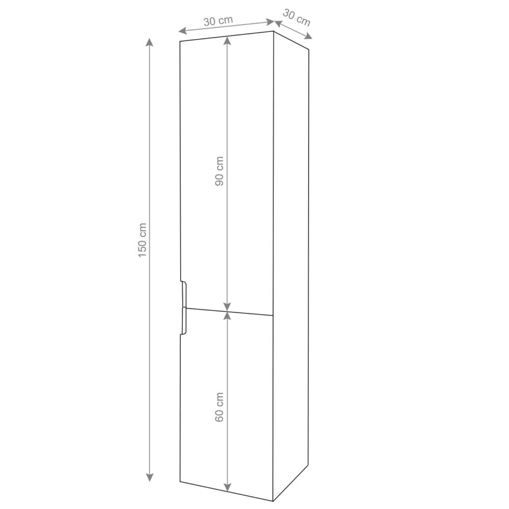 Hochschrank JAM-B19 Badezimmerschrank hochglanz 150x30cm weiss