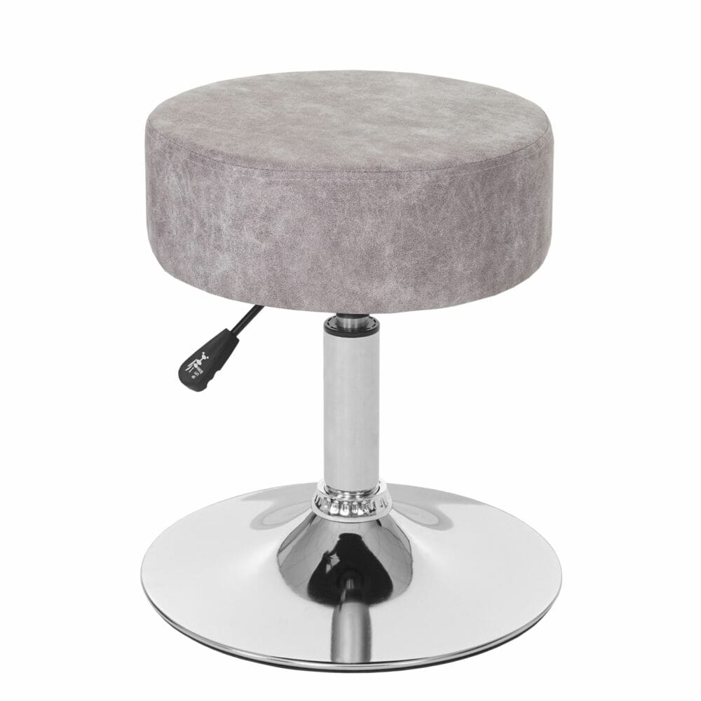 Hocker Sitzhocker höhenverstellbar Ø 35cm vintage grau Wildlederimitat