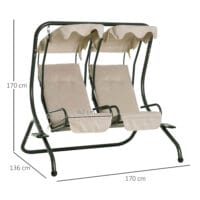 Hollywoodschaukel 2-Sitzer Beige 170x136x170cm