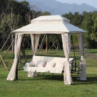 Hollywoodschaukel Pergola 3 Pers. + Seitenwände + Liegefunktion