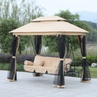 Hollywoodschaukel Pergola 3 Pers. + Seitenwände + Liegefunktion