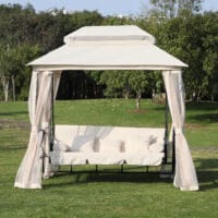 Hollywoodschaukel Pergola 3 Pers. + Seitenwände + Liegefunktion