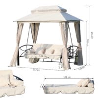 Hollywoodschaukel Pergola 3 Pers. + Seitenwände + Liegefunktion