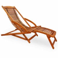 Holz Liegestuhl Deckchair aus Akazienholz mit Fussteil