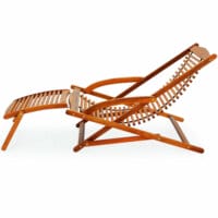 Holz Liegestuhl Deckchair aus Akazienholz mit Fussteil