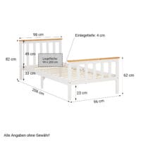 Holzbett 90x200cm Landhausstil Weiss