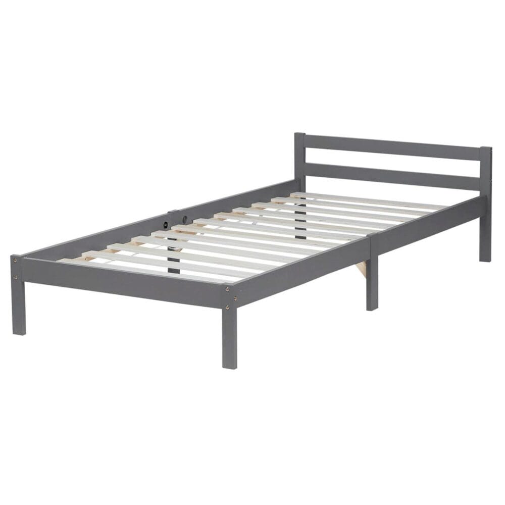 Holzbett Einzelbett 90x200cm Grau