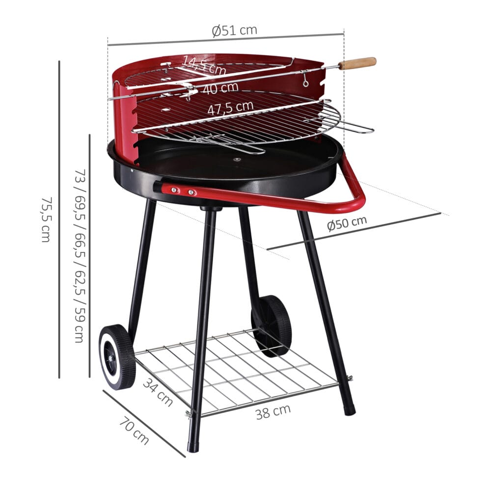 Holzkohlegrill Grillwagen Balkon BBQ Rundgrill