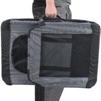 Hundetransportbox M GRAU Faltbar Hundebox Trage Tasche