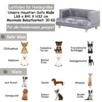 Hundesofa PU-Leder + Kurz-Plüsch Hundebett grau