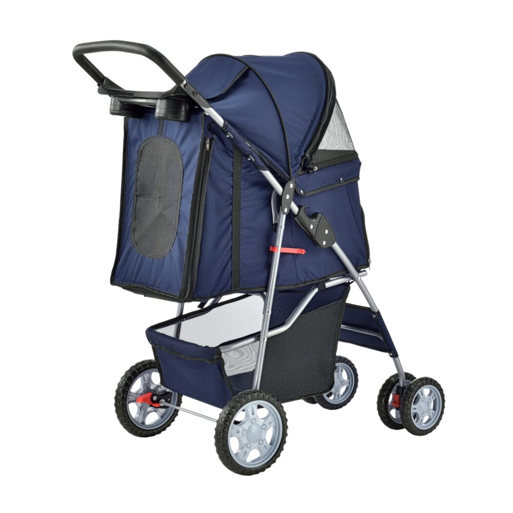 Hundewagen Buggy Niceville mit Regenschutz 73x46x100cm Blau