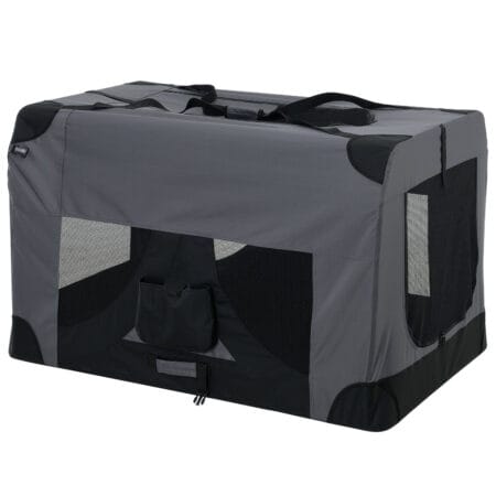 Hundetransportbox M GRAU Faltbar Hundebox Trage Tasche