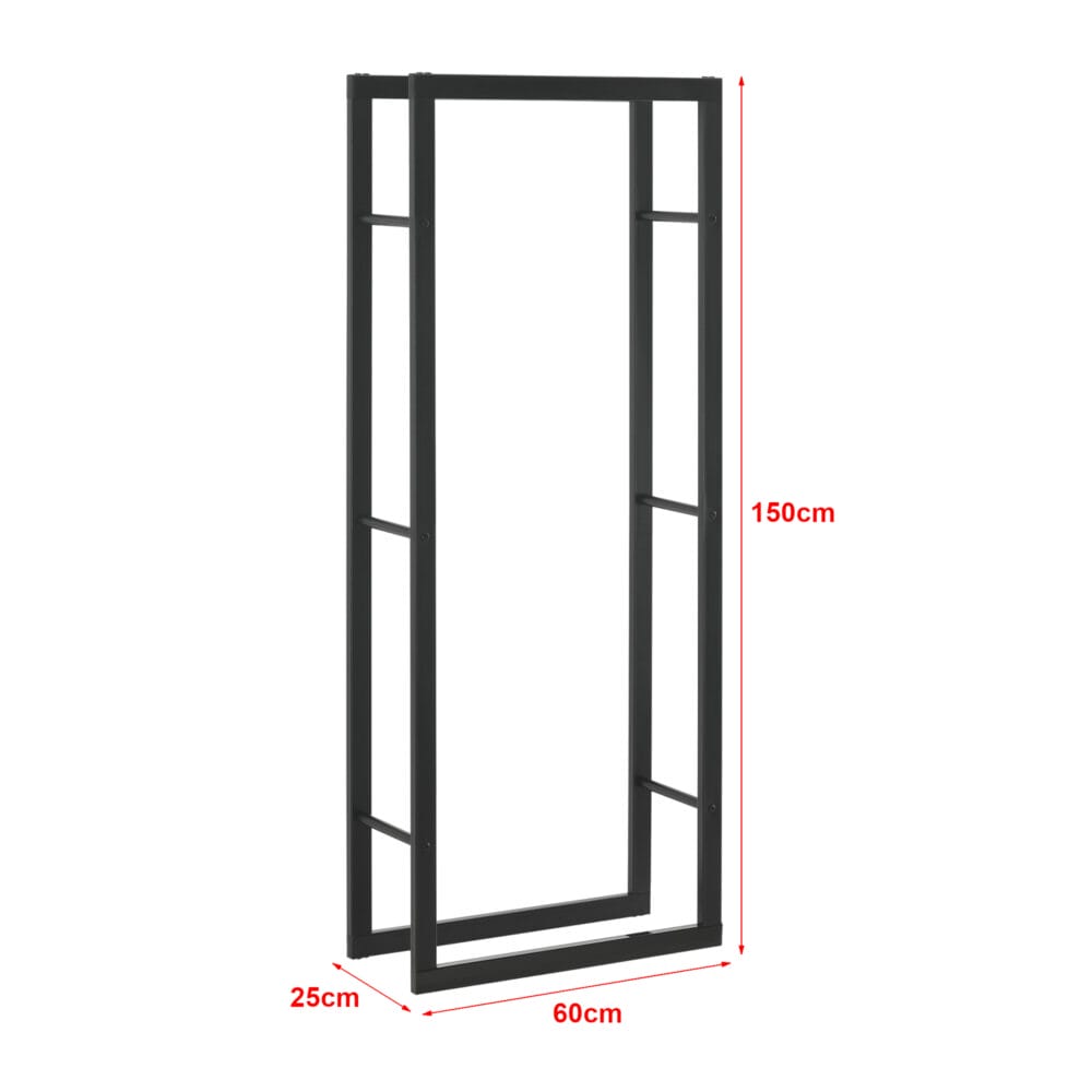 Kaminholzregal Täby Stahl 60x25x150cm Schwarz