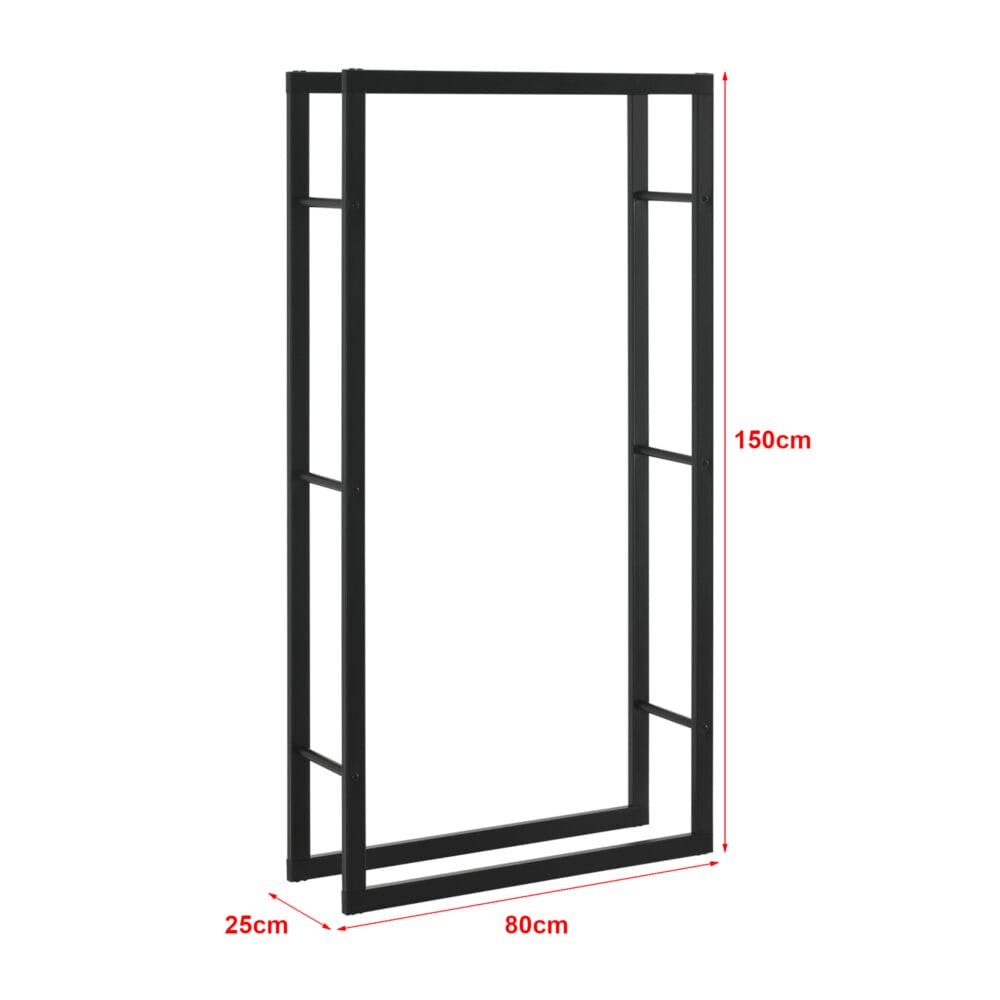 Kaminholzregal Täby Stahl 80x25x150cm Schwarz