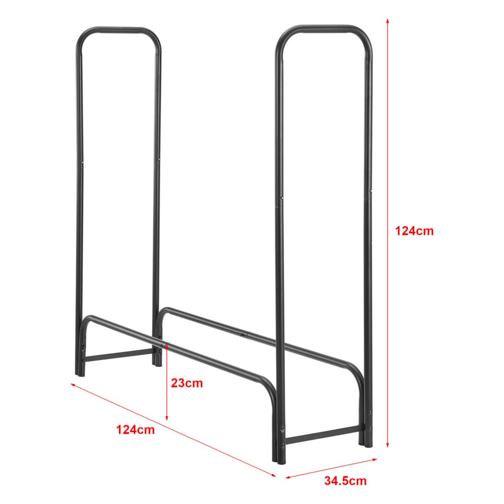 Kaminholzregal Kwethluk Stahl 124x124x34.5cm Schwarz