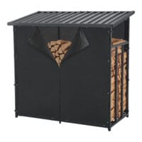 Brennholzunterstand Yakutat Metall Schwarz 145x143x70cm