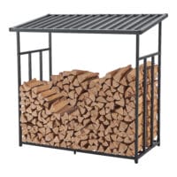 Brennholzunterstand Yakutat Metall Schwarz 145x143x70cm