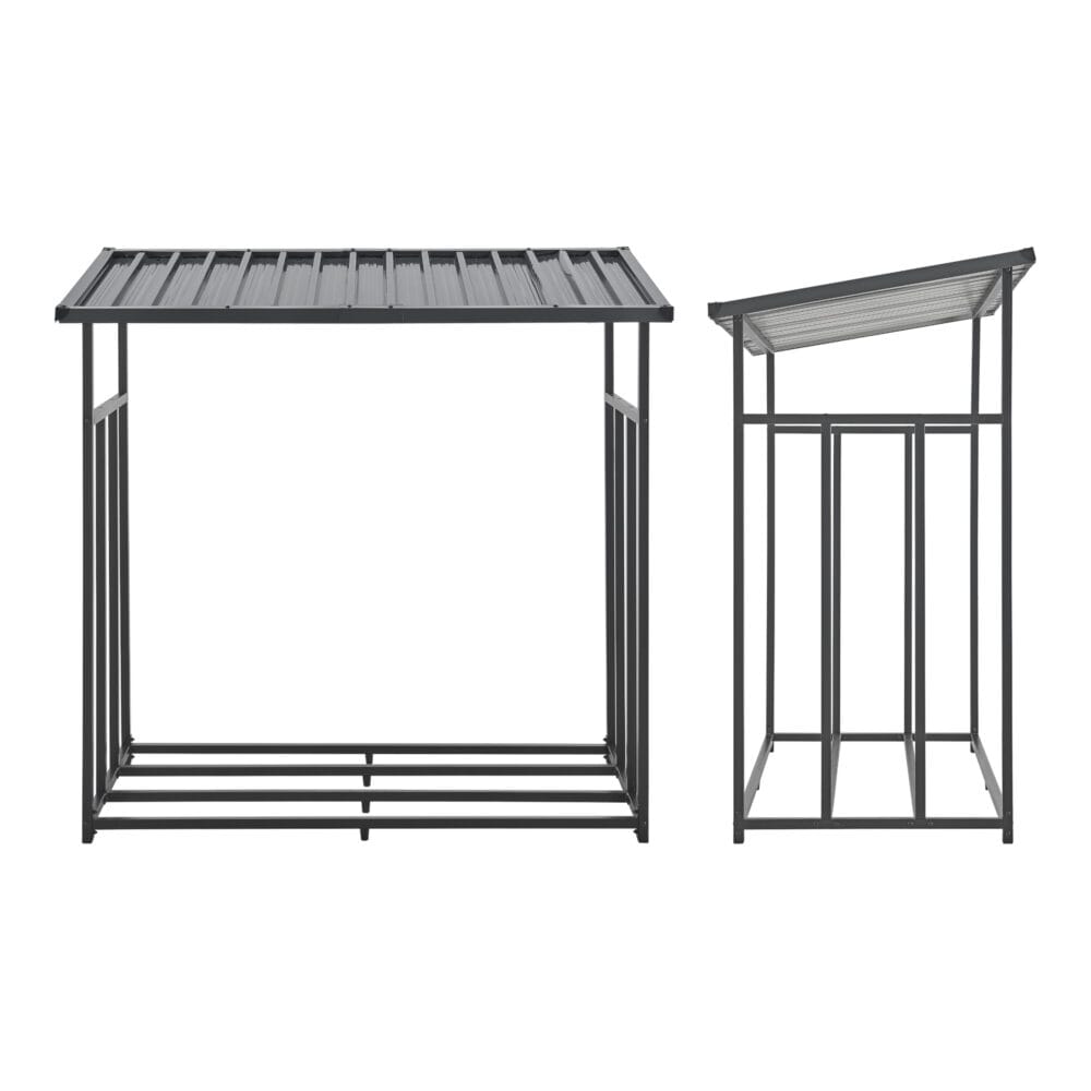 Brennholzunterstand Yakutat Metall Schwarz 145x143x70cm
