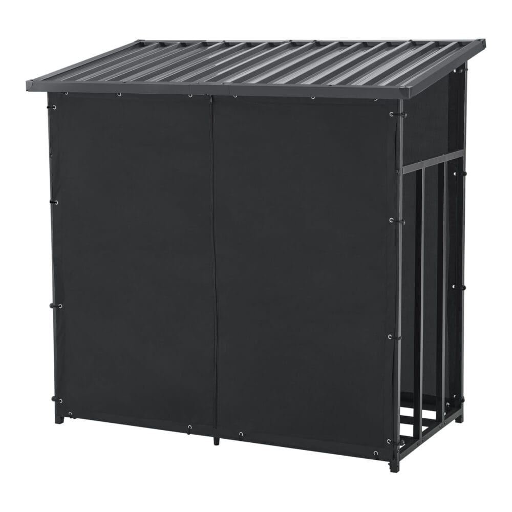Brennholzunterstand Yakutat Metall Schwarz 145x143x70cm